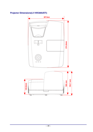 Page 71 
— 65— 
Projector Dimensions(LV-WX300USTi) 
 122.6m
m
374.5m
m  