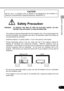 Page 77
SAFETY INSTRUCTIONS
CAUTION
Not for use in a computer room as defined in the Standard for the Protection of
Electronic Computer/Data Processing Equipment, ANSI/NFPA 75.
Safety Precaution
WARNING : TO REDUCE THE RISK OF FIRE OR ELECTRIC SHOCK, DO NOT
EXPOSE THIS APPLIANCE TO RAIN OR MOISTURE.
- This projector produces intense light from the projection lens.  Do not stare directly into
the lens as possible.  Eye damage could result.  Be especially careful that children do
not stare directly into the...