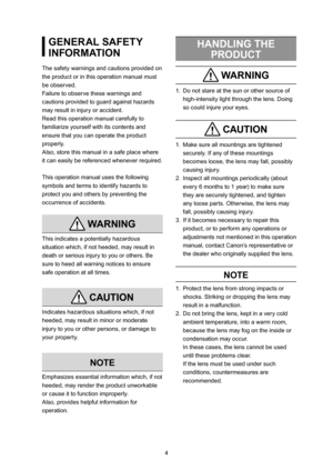 Page 1745
GENERAL SAFETY 
INFORMATION
The safety warnings and cautions provided on 
the product or in this operation manual must 
be observed.
Failure to observe these warnings and 
cautions provided to guard against hazards 
may result in injury or accident.
Read this operation manual carefully to 
familiarize yourself with its contents and 
ensure that you can operate the product 
properly.
Also, store this manual in a safe place where 
it can easily be referenced whenever required.
This operation manual uses...