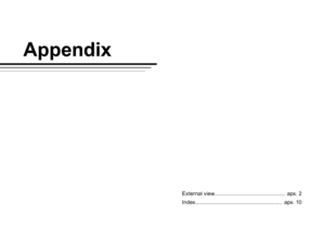 Page 41Appendix
External view ...............................................  apx. 2
Index  
..............
 ............................................  apx. 10 