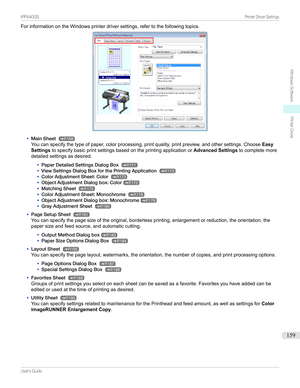 Page 159ForinformationontheWindowsprinterdriversettings,refertothefollowingtopics.