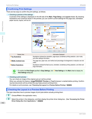 Page 162Confirming Print SettingsConfirming Print Settings
Therearetwowaystoconfirmtheprintsettings,asfollows.
