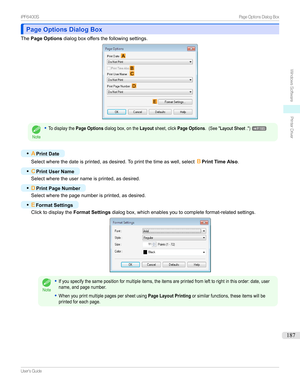 Page 187Page Options Dialog BoxPage Options Dialog Box
The Page Options dialogboxoffersthefollowingsettings.
Note
