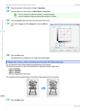 Page 2724
DragtheslidebarinthedirectionofLowinSaturation .
5
Dragtheslidebarinthedirectionof Warm BlackinGray Tone .
Note
