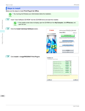 Page 304Steps to installSteps to install
Belowarethestepstoinstall Print Plug-In for Office.
Note
