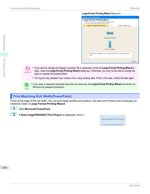 Page 324Large-Format Printing WizarddialogboxImportant
