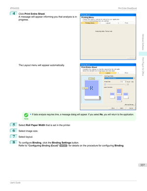 Page 3374
Click Print Entire Sheet .
Amessagewillappearinformingyouthatanalysisisin
progress.
TheLayoutmenuwillappearautomatically.Note
