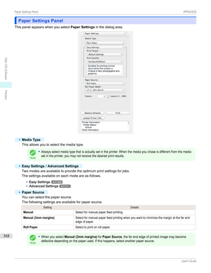 Page 368Paper Settings PanelPaper Settings Panel
Thispanelappearswhenyouselect Paper Settingsinthedialogarea.
