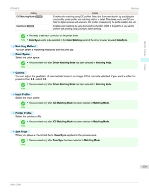 Page 379SettingDetailsICCMatchingMode