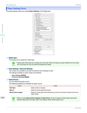 Page 392Paper Settings PanelPaper Settings Panel
Thispanelappearswhenyouselect Paper Settingsinthedialogarea.
