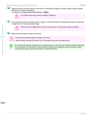 Page 4904
Selectthecanvassizethatmatchestheframeformountingtheimageandcreatealayoutimagebyadding
effectssuchasframesideeffects. Fordetails, see"LayoutPlug-InMainWindow ."
