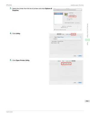 Page 5013
Selecttheprinterfromthelistofprintersandclick Options &
Supplies .4

Click Utility .
5

Click Open Printer Utility .

...