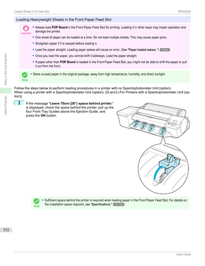 Page 532LoadingHeavyweightSheetsintheFrontPaperFeedSlot
Important
