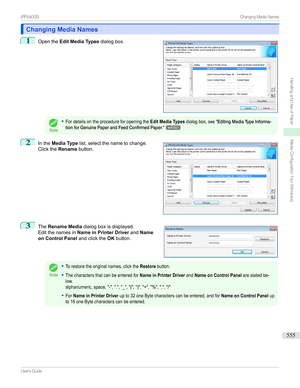 Page 555Changing Media NamesChanging Media Names
1

Openthe Edit Media Types dialogbox.
Note
