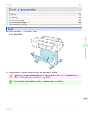 Page 661OptionalaccessoriesOptionalaccessories
Stand ...................................................................................................................................................................661
StandParts .......................................................................................................................................................... 662
RollHolderSet...