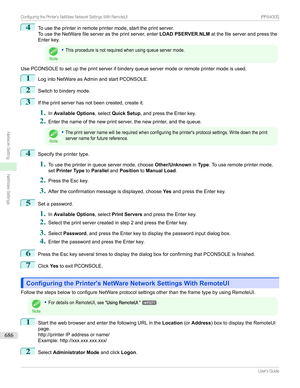 Page 6864
Tousetheprinterinremoteprintermode,starttheprintserver.
TousetheNetWarefileserverastheprintserver,enter LOAD PSERVER.NLMatthefileserverandpressthe
Enterkey.
Note
