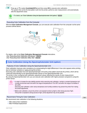 Page 7995
Pressxor ztoselect AutoAdjst(HiPrc) andthenpressOKtoexecutecolorcalibration.
Thesystemthenprintsthetestpatternbuiltintotheprinter,performscolormeasurement,andautomatically setstheadjustmentvalue.
Note
