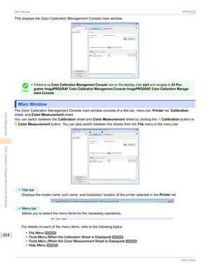 Page 814ThisdisplaystheColorCalibrationManagementConsolemainwindow.Note
