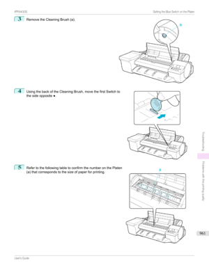 Page 9613
RemovetheCleaningBrush(a).4

UsingthebackoftheCleaningBrush,movethefirstSwitchto
thesideopposite