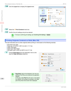 Page 12610
Clickthe Layouttabtodisplaythe Layoutsheet.11
Selectthe EPrint Centered checkbox.
12
Confirmtheprintsettingsandprintasdesired.
Note
