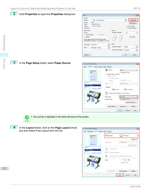 Page 2122
Click Properties toopenthe Propertiesdialogbox.3

Inthe Page Setup sheet,select Paper Source .
Note
