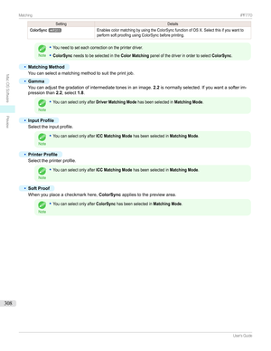 Page 308SettingDetailsColorSync