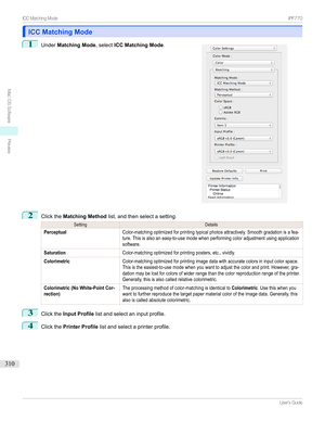 Page 310ICC Matching ModeICC Matching Mode
1

Under Matching Mode ,selectICC Matching Mode .
2
ClicktheMatching Method list,andthenselectasetting....