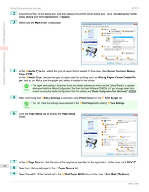 Page 322
Selecttheprinterinthedialogbox,andthendisplaytheprinterdriverdialogbox.(SeeAccessingthePrinter
DriverDialogBoxfromApplications .)
