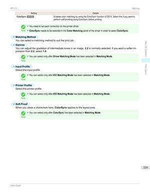 Page 329SettingDetailsColorSync