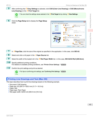 Page 435
AfterconfirmingthatDEasy Settings isselected,click CAD (Color Line Drawing) orCAD (Monochrome
Line Drawing ) intheEPrint Target list.
Note
