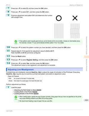 Page 5297
Pressxor ztoselect D,andthenpressthe OKbutton.
8
Press xor ztoselect D-1,andthenpressthe OKbutton.
9

Examineadjustmenttestpattern D-1anddeterminethenumber
withstraightlines.
Note
