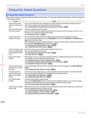 Page 576FrequentlyAskedQuestionsFrequentlyAskedQuestions
Frequently Asked QuestionsFrequently Asked Questions
Thissectionpresentsfrequentlyaskedquestionsandanswers.Toviewmoredetailedexplanations,clickthehyperlinks
intheanswercolumn....