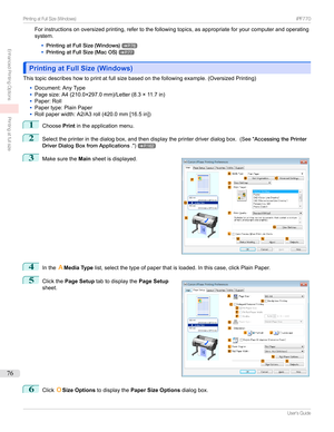 Page 76Forinstructionsonoversizedprinting,refertothefollowingtopics,asappropriateforyourcomputerandoperating
system.