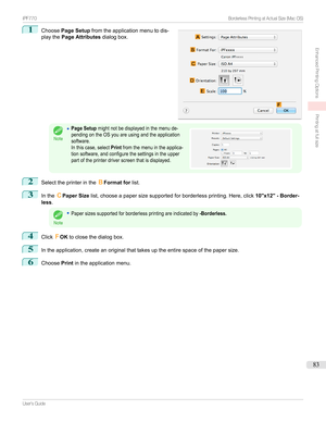 Page 831
Choose Page Setup fromtheapplicationmenutodis-
playthe Page Attributes dialogbox.Note
