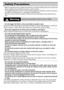 Page 1010
•Before using the product, please ensure that you read the safety precaut\
ions described 
below. Always ensure that the product is used correctly.
• The safety precautions noted on the following pages are intended to prevent injuries to 
yourself and other persons, or damage to the equipment.
• Be sure to also check the guides included with any separately sold accessories you 
use.
Safety Precautions
 WarningDenotes the possibility of serious injury or death.
• Do not trigger the flash in close...