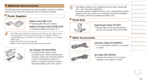 Page 120120
Before Use
Basic Guide
Advanced Guide
Camera Basics
Auto mode / Hybrid 
Auto mode
Other Shooting 
Modes
P Mode
Playback Mode
Wi-Fi Functions
Setting Menu
Accessories
Appendix
Index
Before Use
Basic Guide
Advanced Guide
Camera Basics
Auto mode / Hybrid 
Auto mode
Other Shooting 
Modes
P Mode
Playback Mode
Wi-Fi Functions
Setting Menu
Accessories
Appendix
Index
Optional Accessories
The following camera accessories are sold separately. Note that availability 
varies by area, and some accessories may no...