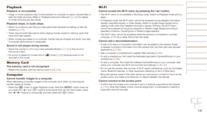 Page 139139
Before Use
Basic Guide
Advanced Guide
Camera Basics
Auto mode / Hybrid 
Auto mode
Other Shooting 
Modes
P Mode
Playback Mode
Wi-Fi Functions
Setting Menu
Accessories
Appendix
Index
Before Use
Basic Guide
Advanced Guide
Camera Basics
Auto mode / Hybrid 
Auto mode
Other Shooting 
Modes
P Mode
Playback Mode
Wi-Fi Functions
Setting Menu
Accessories
Appendix
Index
Playback
Playback is not possible.•	Image or movie playback may not be possible if a computer is used to rename files or 
alter the folder...