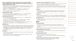 Page 141141
Before Use
Basic Guide
Advanced Guide
Camera Basics
Auto mode / Hybrid 
Auto mode
Other Shooting 
Modes
P Mode
Playback Mode
Wi-Fi Functions
Setting Menu
Accessories
Appendix
Index
Before Use
Basic Guide
Advanced Guide
Camera Basics
Auto mode / Hybrid 
Auto mode
Other Shooting 
Modes
P Mode
Playback Mode
Wi-Fi Functions
Setting Menu
Accessories
Appendix
Index
Cannot	magnify!/Cannot	play	back	this	content	in	Smart	Shuffle/
Cannot rotate/Cannot modify image/Cannot modify/Cannot assign to...