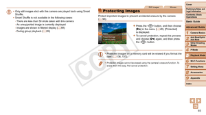Page 9393
1
2
3
4
6
7
8
9
Preliminary Notes and 
Legal Information
Contents: Basic 
OperationsCamera Basics
Auto Mode/Hybrid 
Auto Mode
Other Shooting 
Modes
Wi-Fi Functions
Setting Menu
Accessories
Appendix
Index
Basic Guide
P Mode
Cover 
5
Advanced Guide
Playback Mode
•	 Only	still	images	shot	with	this	camera	are	played	back	using	Smart	Shuffle.
•	 Smart	Shuffle	is	not	available	in	the	following	cases:
-
 There are less than 50 shots taken with this camera
- An unsupported image is currently displayed
-...
