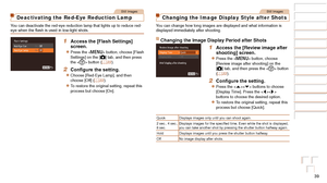 Page 3939
Before Use
Basic Guide
Advanced Guide
Camera Basics
Auto Mode / Hybrid 
Auto Mode
Other Shooting 
Modes
P Mode
Playback Mode
Wi-Fi Functions
Setting Menu
Accessories
Appendix
Index
Before Use
Basic Guide
Advanced Guide
Camera Basics
Auto Mode / Hybrid 
Auto Mode
Other Shooting 
Modes
P Mode
Playback Mode
Wi-Fi Functions
Setting Menu
Accessories
Appendix
Index
Still Images
Deactivating the Red-Eye Reduction Lamp
You can deactivate the red-eye reduction lamp that lights up to reduce re\
d-
eye when the...