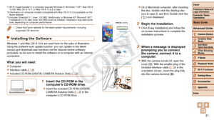 Page 2121
1
2
3
4
5
6
7
8
9
10
Cover 
Preliminary Notes and 
Legal Information
Contents: Basic 
Operations
Advanced Guide
Camera Basics
Creative Shot 
Mode
Auto Mode/ 
Hybrid Auto Mode
Other Shooting 
Modes
Playback Mode
Wi-Fi Functions
Setting Menu
Accessories
Appendix
Index P Mode
Basic Guide
*1	Wi-Fi	image	transfer	to	a	computer	requires	Windows	8,	Windows	7	SP1,	Mac	OS	X	10.6.8, Mac OS X 10.7, or Mac OS X 10.8.2 or later.
*2 Information on computer models compatible with Mac OS X 10.8 is available on the...