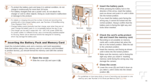 Page 1111
Before	Use
Basic	Guide
Advanced	Guide
Camera	Basics
Auto	Mode	/	Hybrid	Auto	Mode
Other	Shooting	Modes
P	Mode
Playback	Mode
Wi-Fi	Functions
Setting	Menu
Accessories
Appendix
Index
•	To protect the battery pack and keep it in optimal condition, do not 
charge it continuously for more than 24 hours.
•	 For battery chargers that use a power cord, do not attach the 
charger or cord to other objects. Doing so could result in malfunction 
or damage to the product.
•	 For details on charging time and the...