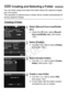 Page 154154
You can freely create and select the folder where the captured images 
are to be saved.
This operation is optional since a fo lder will be created automatically for 
saving captured images.
1Select [Record func+card/folder 
sel.].
 Under the [ 51] tab, select [ Record 
func+card/folder sel. ], then press 
< 0 >.
2Select [Folder].
  Turn the < 5> dial to select [ Folder], 
then press < 0>.
3Select [Create folder].
  Turn the < 5> dial to select [ Create 
folder ], then press < 0>.
4Create a new...