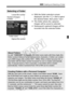 Page 151151
3 Creating and Selecting a Folder
 With the folder selection screen 
displayed, turn the < 5> dial to select 
the desired folder, then press < 0>.
X The folder where the captured 
images will be saved is selected.
  Subsequent captured images will be 
recorded into the selected folder.
Selecting a Folder
Number of images 
in folder
Folder name
Lowest file number
Highest file number
About FoldersAs with “ 100EOS5D ” for example, the folder name starts with three digits (the 
folder number) followed by...