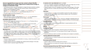 Page 141141
Before Use
Basic Guide
Advanced Guide
Camera Basics
Auto Mode / Hybrid 
Auto Mode
Other Shooting 
Modes
P Mode
Playback Mode
Wi-Fi Functions
Setting Menu
Accessories
Appendix
Index
Before Use
Basic Guide
Advanced Guide
Camera Basics
Auto Mode / Hybrid 
Auto Mode
Other Shooting 
Modes
P Mode
Playback Mode
Wi-Fi Functions
Setting Menu
Accessories
Appendix
Index
Cannot	magnify!/Cannot	play	back	this	content	in	Smart	Shuffle/
Cannot rotate/Cannot modify image/Cannot modify/Cannot assign to...