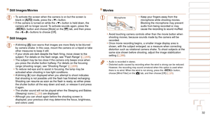 Page 3232
1
2
3
4
5
6
7
8
9
10
Cover 
Before Use
Common Camera 
Operations
Advanced Guide
Camera Basics
Auto Mode / 
Hybrid Auto Mode
Other Shooting 
Modes
Tv, Av, M, C1, 
and C2 Mode
Playback Mode
Wi-Fi Functions
Setting Menu
Accessories
Appendix
Index
Basic Guide
P Mode
Still Images/Movies
•	 To activate the screen when the camera is on but the screen is 
blank in [] mode, press the  button.
•	 If the camera is turned on while the < p> button is held down, the 
camera will no longer sound. To activate sounds...