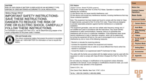 Page 134134
1
2
3
4
5
6
7
8
9
Cover 
Before Use
Common Camera 
Operations
Advanced Guide
Camera Basics
Auto Mode
Other Shooting 
Modes
P Mode
Playback Mode
Setting Menu
Accessories
Appendix
Index
Basic Guide
Tv, Av, and M 
Mode
134
Battery Charger CB-2LY
 
 
 
 
FCC Notice
(Digital Camera, Model PC2006 systems)
 
 
   
      
•	•	•	 
•	
  
    