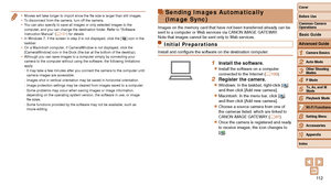 Page 11211 2
1
2
3
4
5
6
7
8
9
10
Cover 
Before Use
Common Camera 
Operations
Advanced Guide
Camera Basics
Auto Mode
Other Shooting 
Modes
P Mode
Playback Mode
Wi-Fi Functions
Setting Menu
Accessories
Appendix
Index
Basic Guide
Tv, Av, and M 
Mode
Sending Images Automatically  
(Image Sync)
Images on the memory card that have not been transferred already can be \
sent to a computer or Web services via CANON iMAGE GATEWAY.
Note that images cannot be sent only to Web services.
Initial Preparations
Install and...