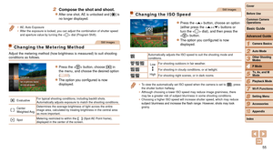 Page 5555
1
2
3
4
5
6
7
8
9
10
Cover 
Before Use
Common Camera 
Operations
Advanced Guide
Camera Basics
Auto Mode
Other Shooting 
Modes
P Mode
Playback Mode
Wi-Fi Functions
Setting Menu
Accessories
Appendix
Index
Basic Guide
Tv, Av, and M 
Mode
2 Compose the shot and shoot.
zzAfter one shot, AE is unlocked and [] is 
no longer displayed.
•	 AE: Auto  Exposure
•	 After the exposure is locked, you can adjust the combination of shutter \
speed 
and aperture value by turning the < 5> dial (Program Shift).
Still...