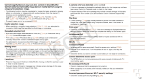 Page 142142
Before Use
Basic Guide
Advanced Guide
Camera Basics
Auto Mode / Hybrid 
Auto Mode
Other Shooting 
Modes
P Mode
Playback Mode
Wi-Fi Functions
Setting Menu
Accessories
Appendix
Index
Cannot	magnify!/Cannot	play	back	this	content	in	Smart	Shuffle/
Cannot rotate/Cannot modify image/Cannot modify/Cannot assign to 
category/Unselectable image.
•	 The following functions may be unavailable for images that were renamed \
or already 
edited on a computer, or images shot with another camera. Note that starred...